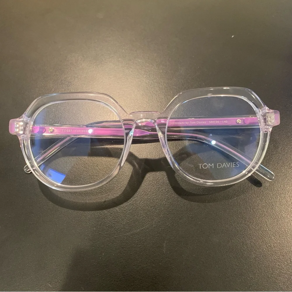 TOM DAVIES TD687 Col 645. Crystal & Purple. 50mm Octagon Eyeglasses